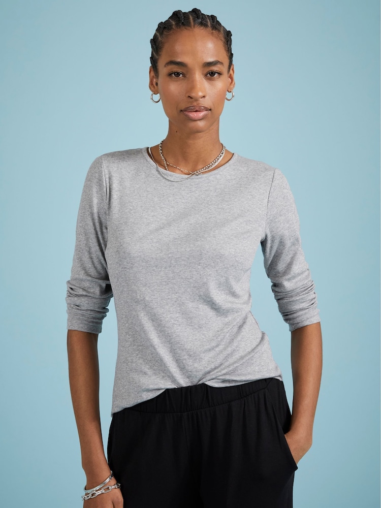 Baukjen Grey Krystea Luxe Crew Neck Top - Image 1 of 4