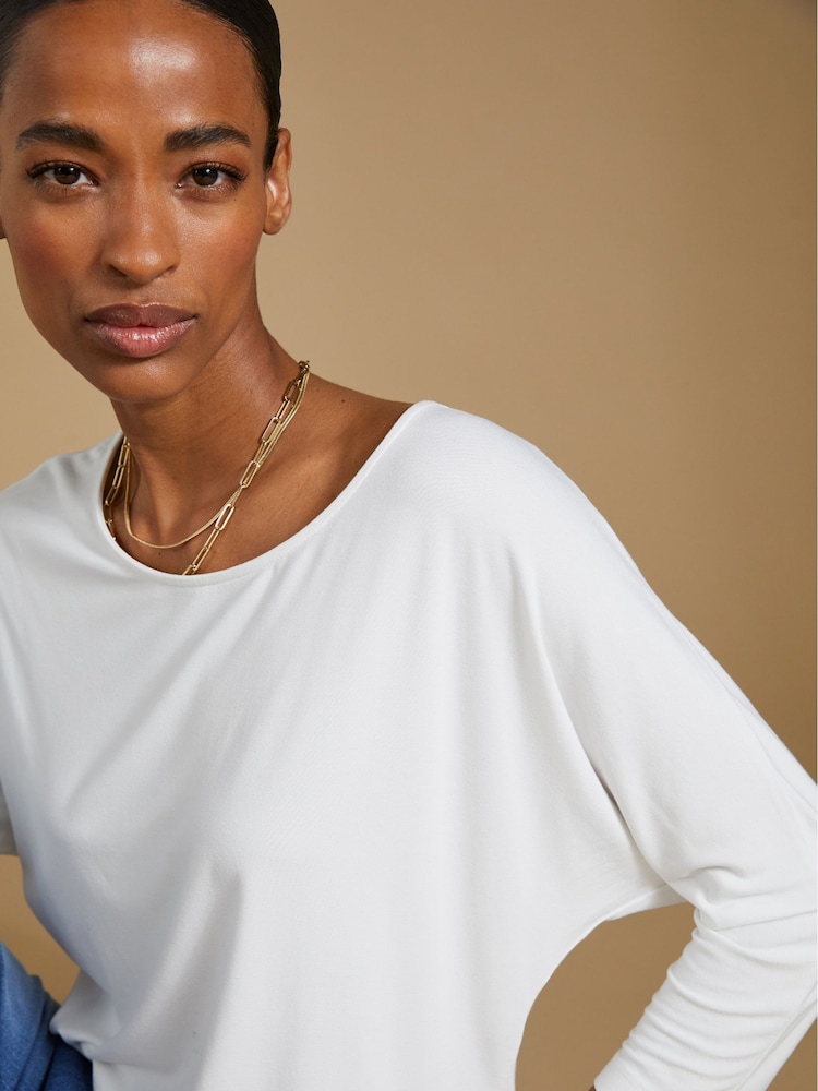 Baukjen Spenser Relaxed Boat Neck White Top - Image 2 of 4