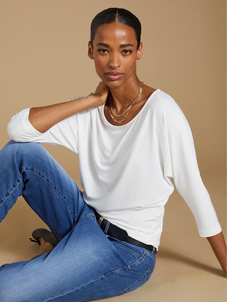 Baukjen Spenser Relaxed Boat Neck White Top - Image 4 of 4