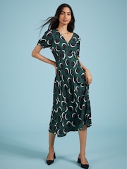 Baukjen Green Kaydence Printed Midi Tea Dress with Livaeco - Image 1 of 5