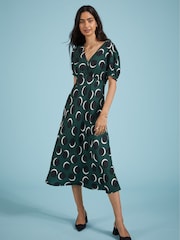 Baukjen Green Kaydence Printed Midi Tea Dress with Livaeco - Image 3 of 5