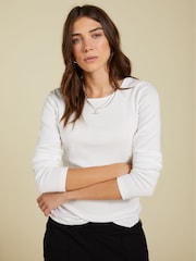 Baukjen Krystea Luxe Crew Neck White Top - Image 1 of 5