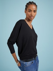 Baukjen Ella Relaxed V-Neck Black Top - Image 3 of 4