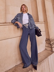 Mint Velvet Blue 100% Cotton Wide Jeans - Image 2 of 4
