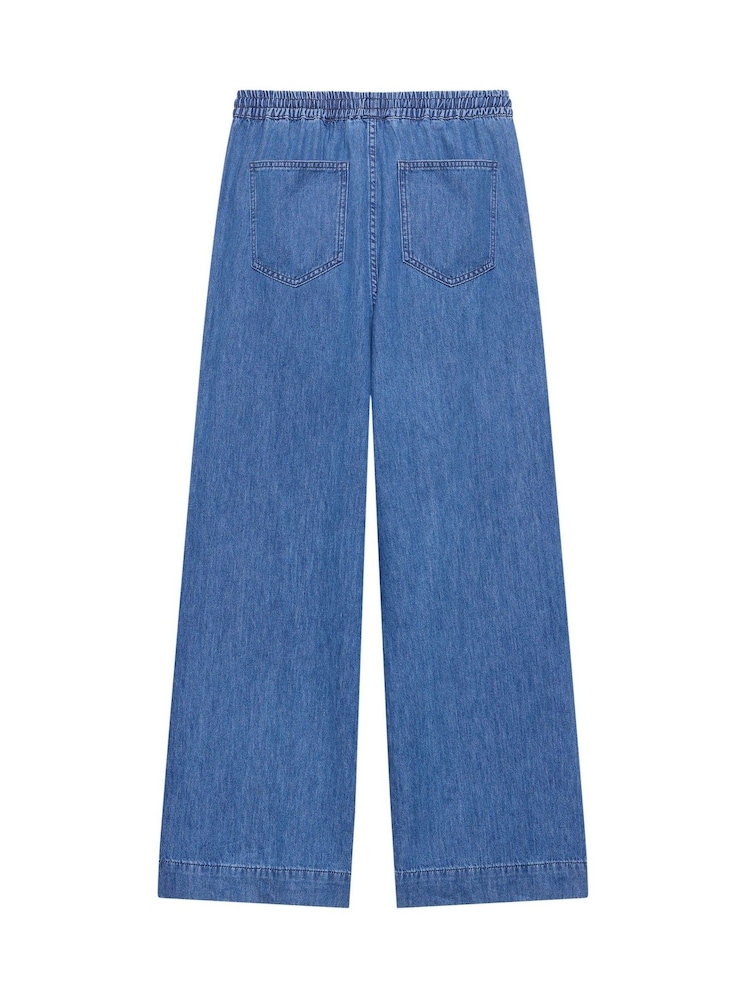 Mint Velvet Blue 100% Cotton Wide Jeans - Image 4 of 4