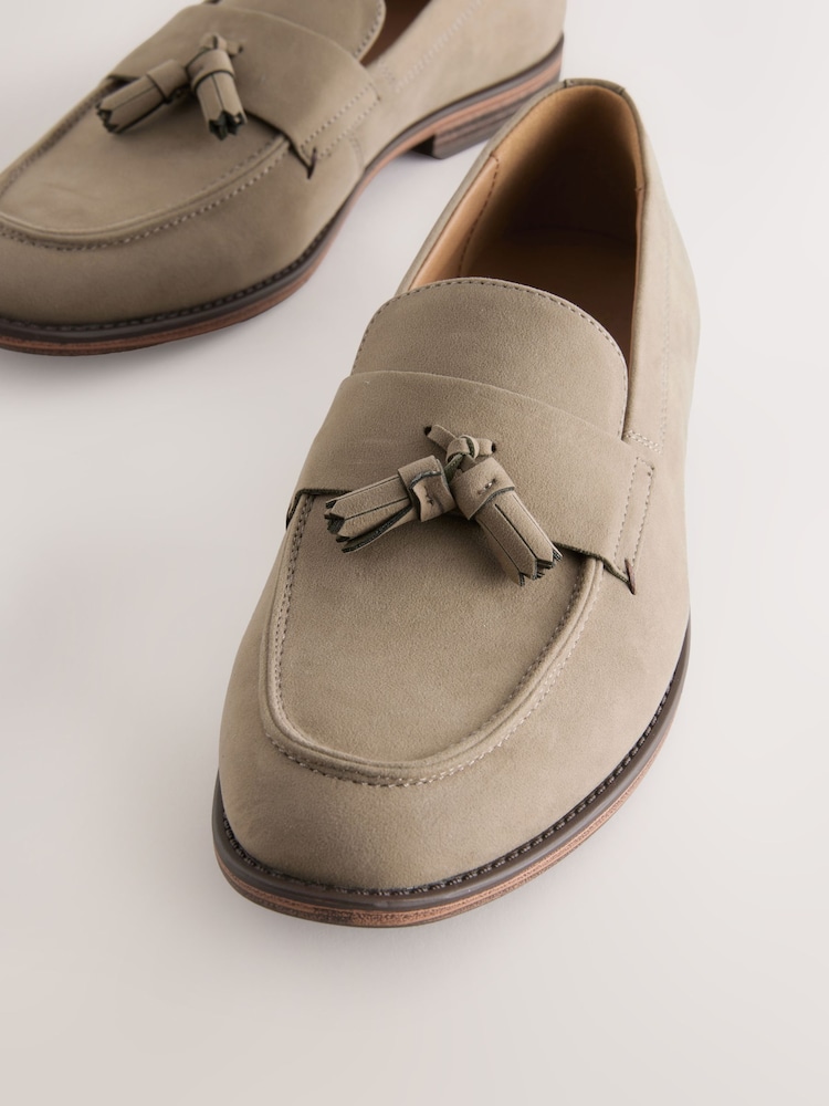 Taupe Tassel Loafers - Image 3 of 5