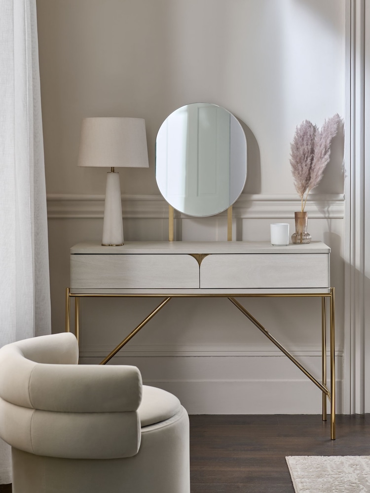 Light Evie Oak Effect Console Dressing Table - Image 2 of 8