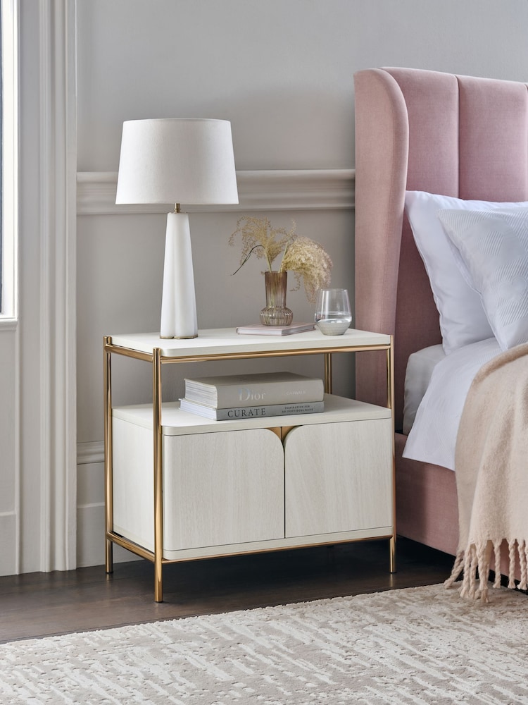Light Evie Oak Effect Multi Bedside Table - Image 1 of 6