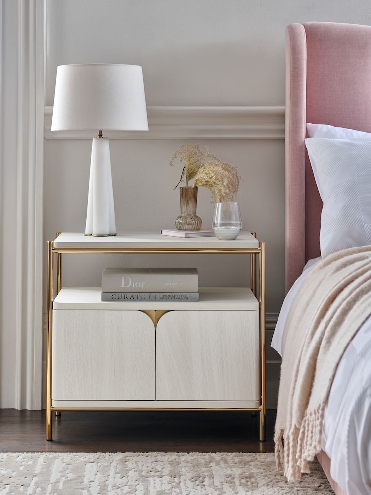 Light Evie Oak Effect Multi Bedside Table - Image 2 of 6