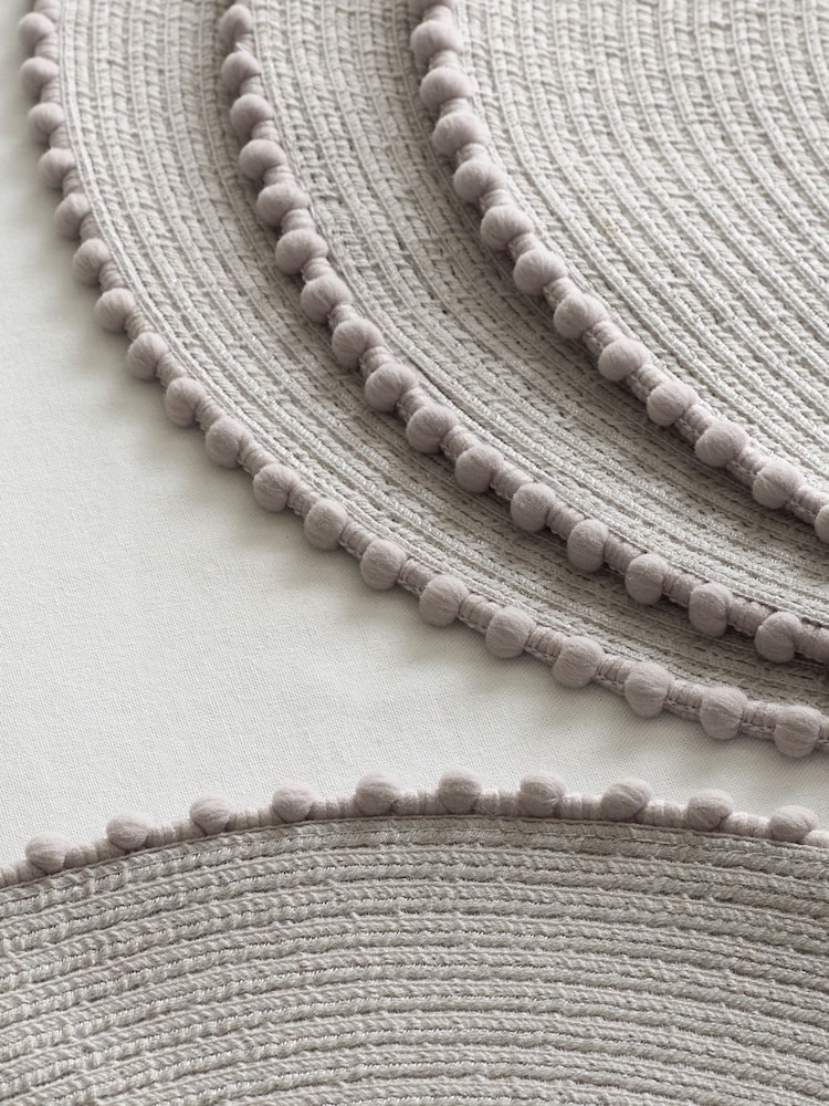 Set of 4 Grey Pom Pom Placemats - Image 2 of 3