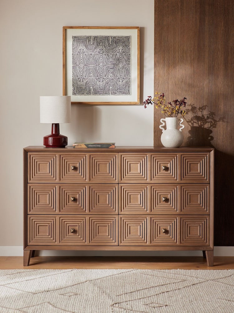 Brown Thalia Solid Mango Wood 6 Drawer Wide Chest of Drawers - Image 1 of 9