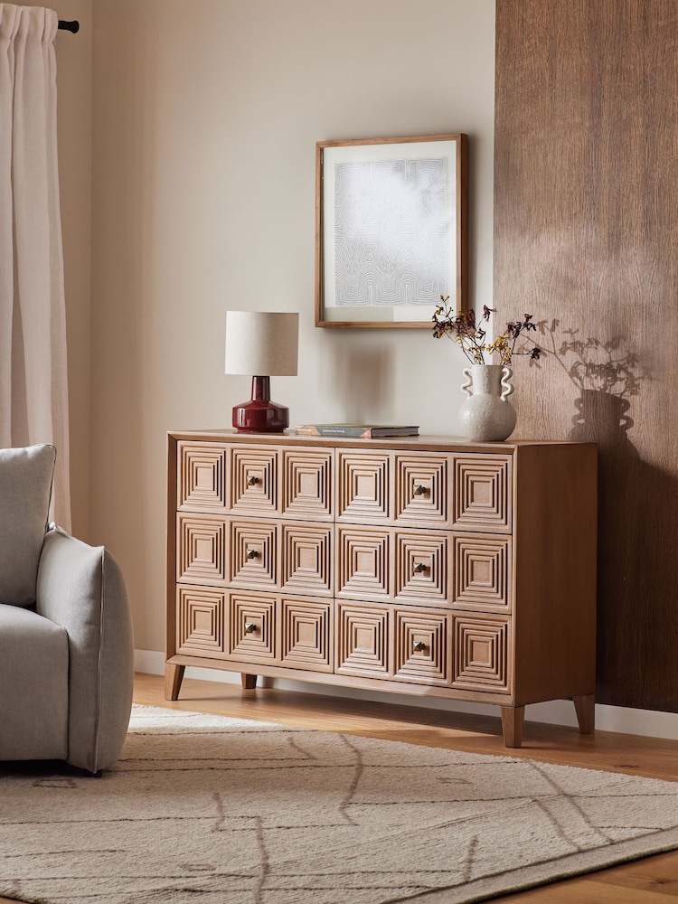 Brown Thalia Solid Mango Wood 6 Drawer Wide Chest of Drawers - Image 2 of 9
