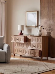 Brown Thalia Solid Mango Wood 6 Drawer Wide Chest of Drawers - Image 3 of 9