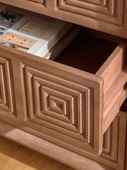 Brown Thalia Solid Mango Wood 3 Drawer Wide Bedside Table - Image 4 of 9