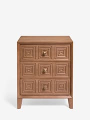 Brown Thalia Solid Mango Wood 3 Drawer Wide Bedside Table - Image 5 of 9