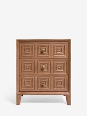 Brown Thalia Solid Mango Wood 3 Drawer Wide Bedside Table - Image 6 of 9