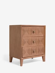 Brown Thalia Solid Mango Wood 3 Drawer Wide Bedside Table - Image 7 of 9