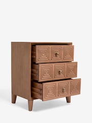 Brown Thalia Solid Mango Wood 3 Drawer Wide Bedside Table - Image 8 of 9