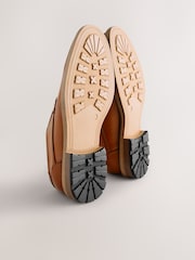 Tan Brown Contrast Sole Derby Shoes - Image 5 of 7