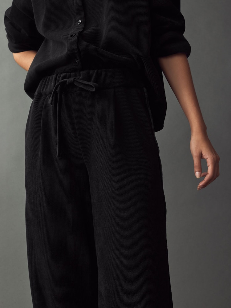 Black Side Stripe Pull On Wide Leg Corduroy Trousers - Image 2 of 8