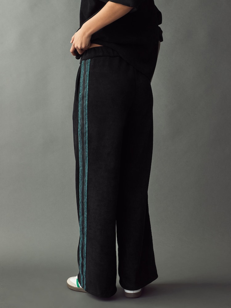 Zwart met zijstreep - Pull On Wide Leg Corduroy Trousers - Image 5 of 8