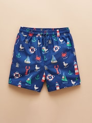 Joules Ocean Blue Printed Swim Shorts - Image 3 of 6