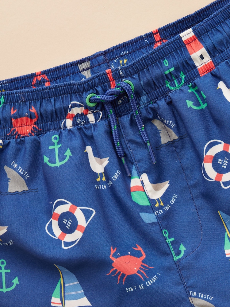 Blauw - Joules Ocean zwemshorts met print - Image 4 of 6