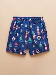 Joules Ocean Blue Printed Swim Shorts - Image 6 of 6