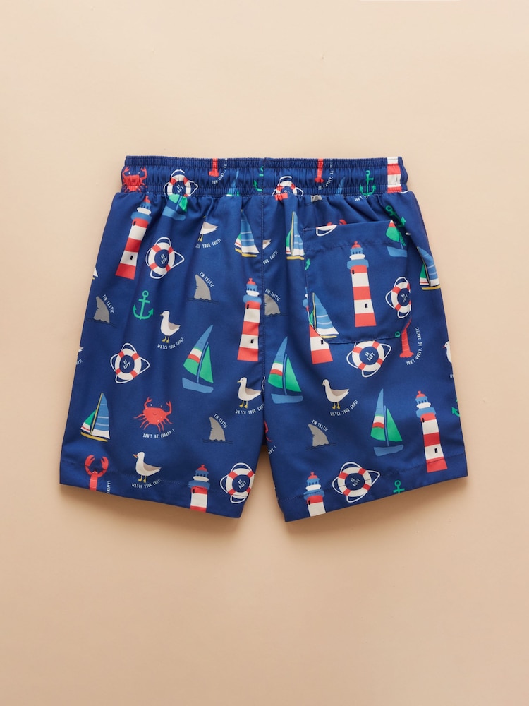 Joules Ocean Blue Printed Swim Shorts - Image 6 of 6