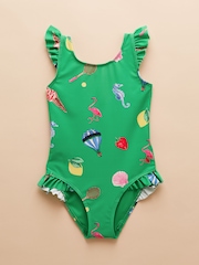 Joules Splash Green Printed Swimsuit - Image 1 of 4