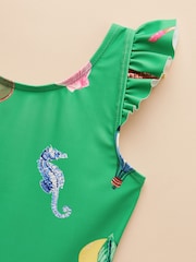 Joules Splash Green Printed Swimsuit - Image 2 of 4
