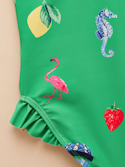 Joules Splash Green Printed Swimsuit - Image 3 of 4