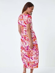 Roman Pink Petite Paisley Print Midi Stretch Dress - Image 2 of 5