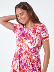 Roman Pink Petite Paisley Print Midi Stretch Dress - Image 4 of 5