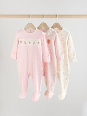 Roza z jagodami - dojenček Ovratnik 100% bombaž Sleepsuits 3 Paket - Slika 1 iz 13