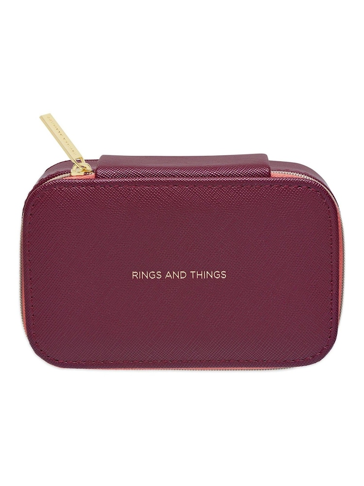 Estella Bartlett Red Burgundy Colour Block Mini Jewellery Box - Image 1 of 4 Estella Bartlett Red Burgundy Colour Block Mini Jewellery Box - Image 1 of 4