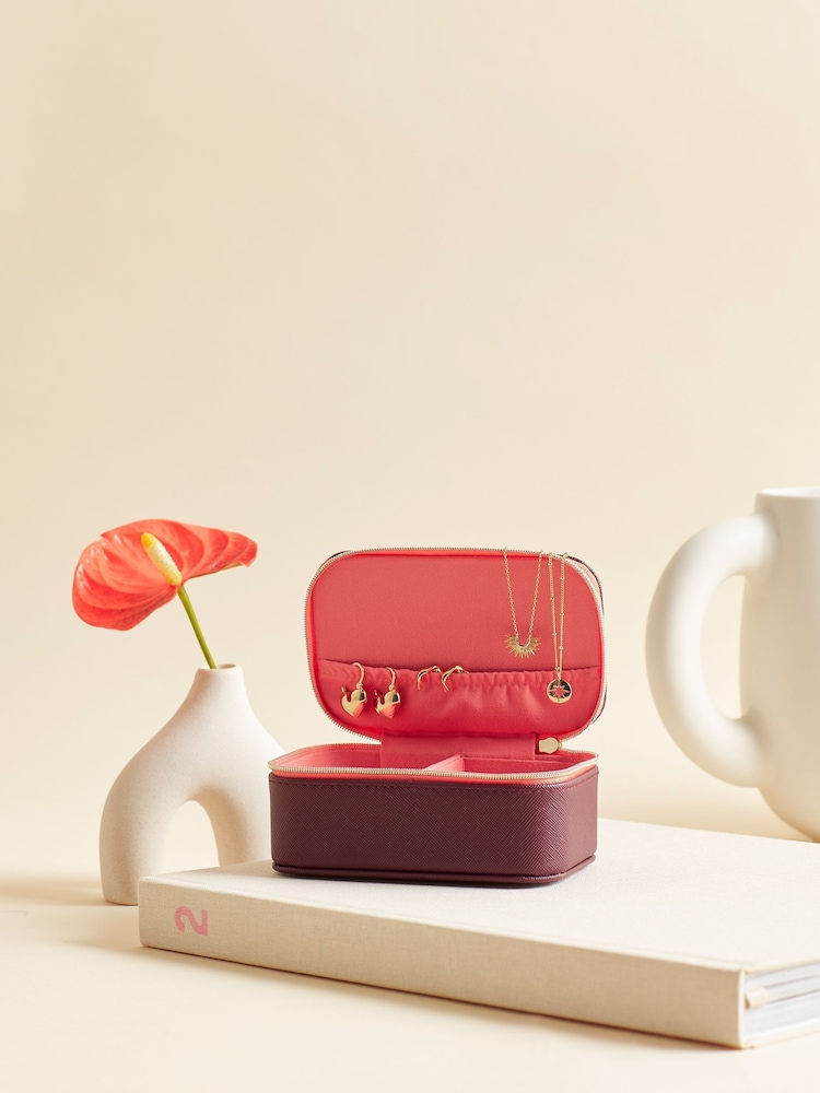 Estella Bartlett Red Burgundy Colour Block Mini Jewellery Box - Image 4 of 4