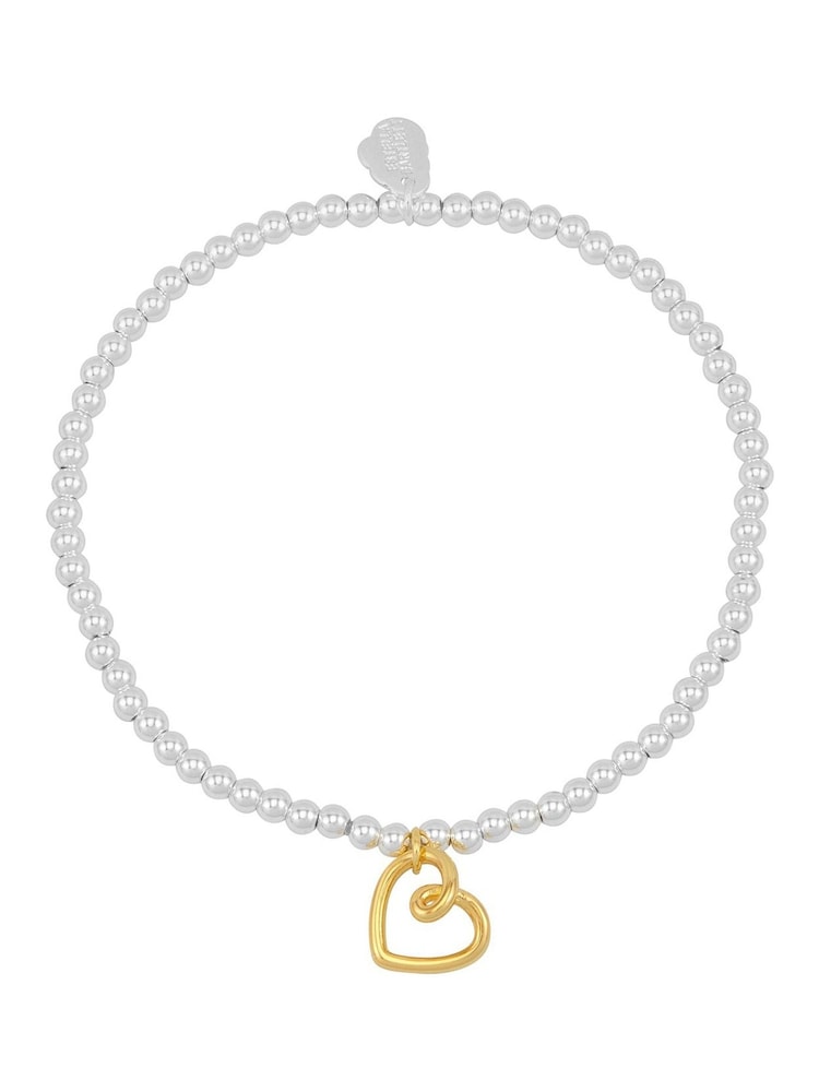 Estella Bartlett White/Gold Double Beaded Heart Connector Bracelet - Image 1 of 3 Estella Bartlett White/Gold Double Beaded Heart Connector Bracelet - Image 1 of 3