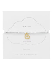 Estella Bartlett White/Gold Double Beaded Heart Connector Bracelet - Image 2 of 3