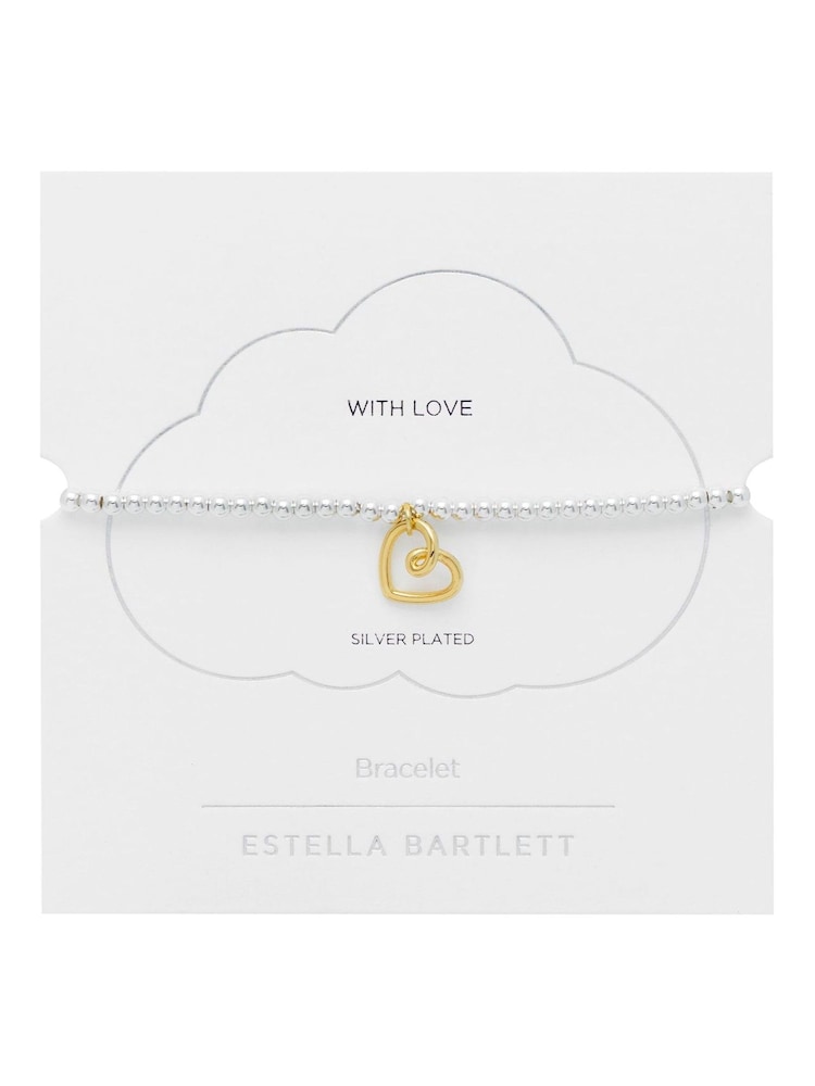 Estella Bartlett White/Gold Double Beaded Heart Connector Bracelet - Image 2 of 3