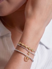 Estella Bartlett White/Gold Double Beaded Heart Connector Bracelet - Image 3 of 3