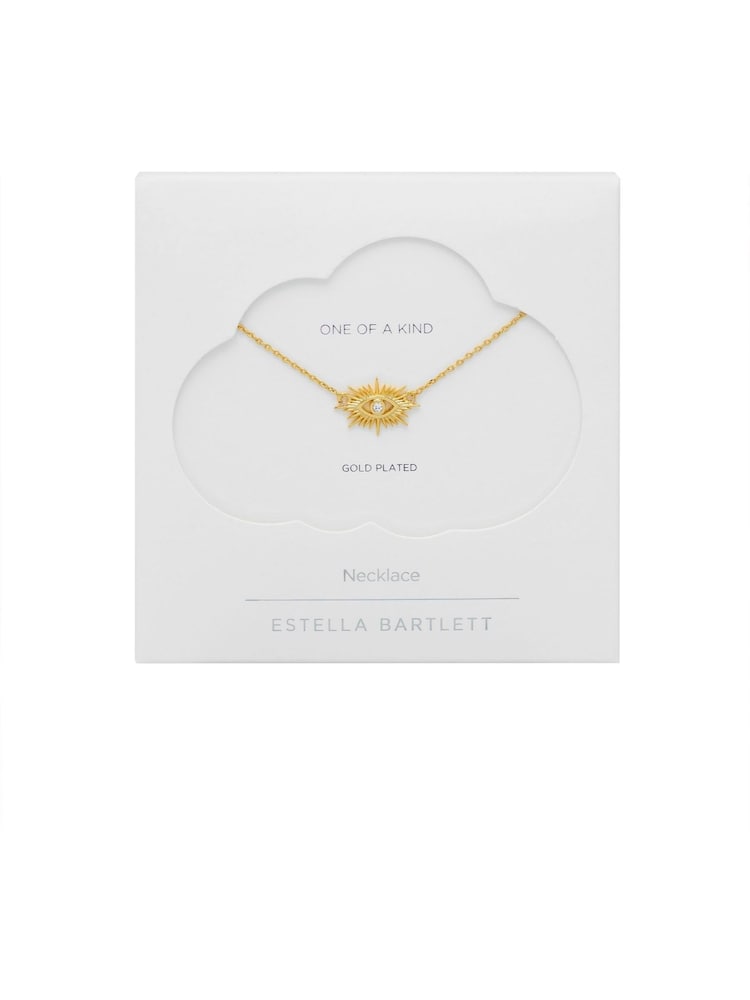 Estella Bartlett Gold Tone Eye Burst Cubic Zirconia Necklace - Image 3 of 4