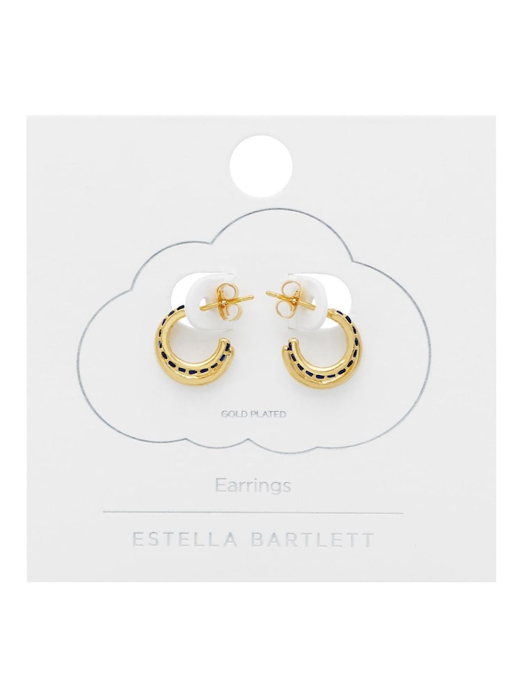 Estella Bartlett Gold Tone Illusion Hoop Cubic Zirconia Earrings - Image 2 of 3