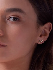Estella Bartlett Silver Tone Cubic Zirconia Star Stud Crawler Earrings - Image 3 of 3