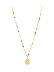 Estella Bartlett Gold/Green CZ Pendant Rainbow Beaded Necklace - Image 2 of 4