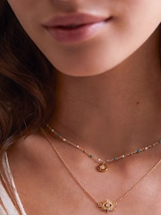 Estella Bartlett Gold/Green CZ Pendant Rainbow Beaded Necklace - Image 4 of 4