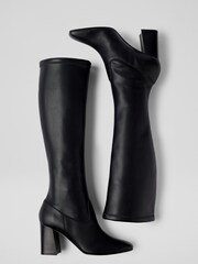 LK Bennett Carter High Block Stretch Knee Black Boots - Image 3 of 4