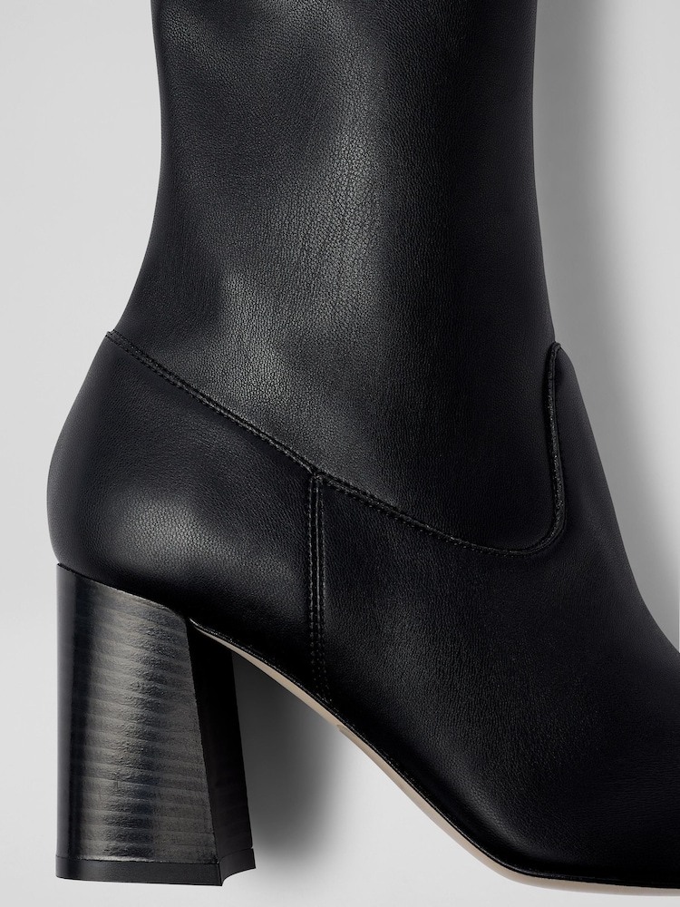 LK Bennett Carter High Block Stretch Knee Black Boots - Image 4 of 4