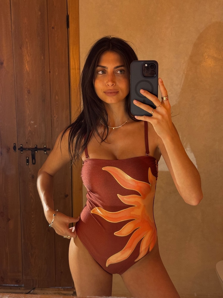 Never Fully Dressed Chocolate Brown Sun Tummy Control Bandeau Swimsuit - Image 5 of 5