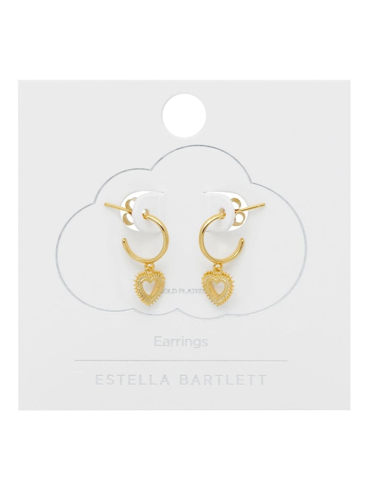 Estella Bartlett Gold Tone Heartburst Hoop Earrings - Image 2 of 3